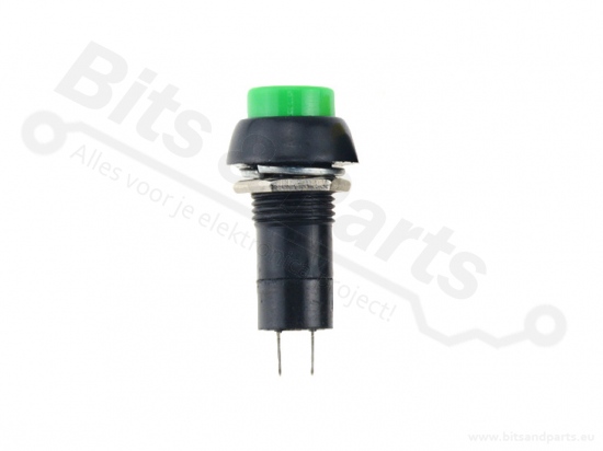 Drukcontact  rond 12mm groen 250V/3A